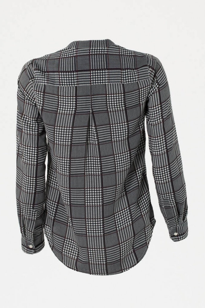 GLENN PLAID PRT BLOUSE LS sivá