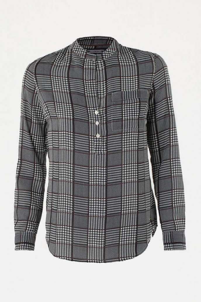 GLENN PLAID PRT BLOUSE LS sivá