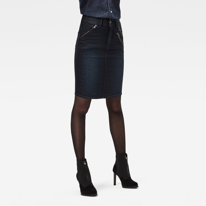 LYNN BIKER SLIM SKIRT tmavomodrá