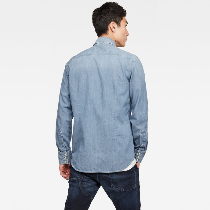 3301 slim shirt ls modro-šedá