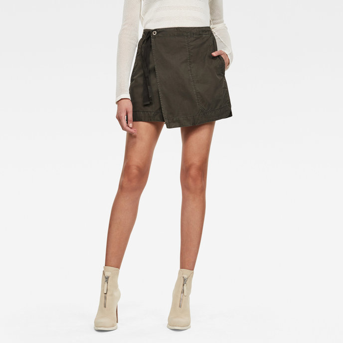 UTILITY WRAP MINI SKIRT tmavo-olivová