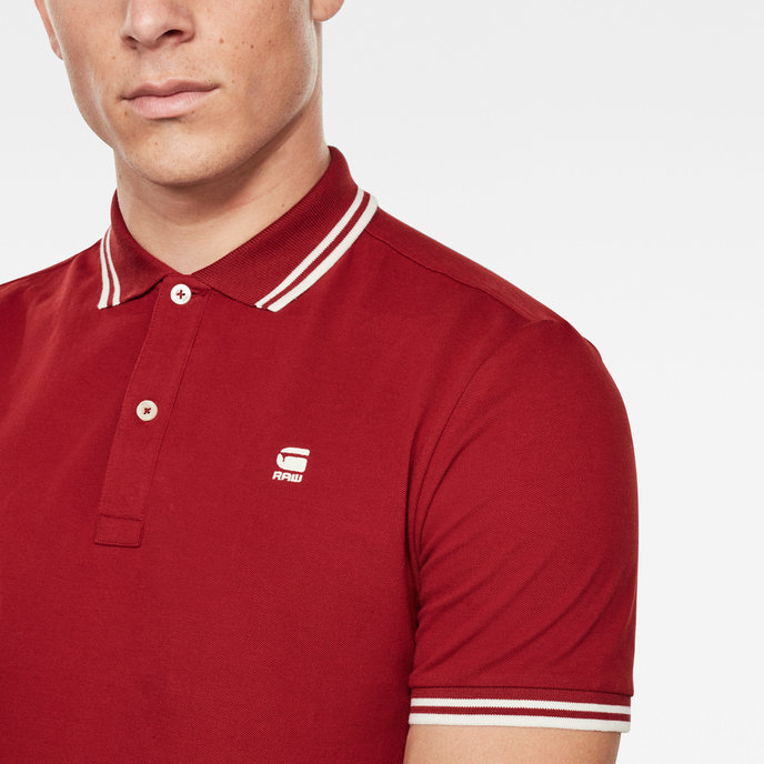 Dunda slim stripe polo s\s červené