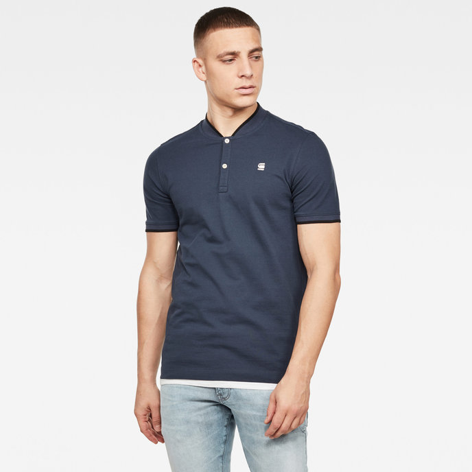 SPORT COLLAR SLIM POLO S/S modré