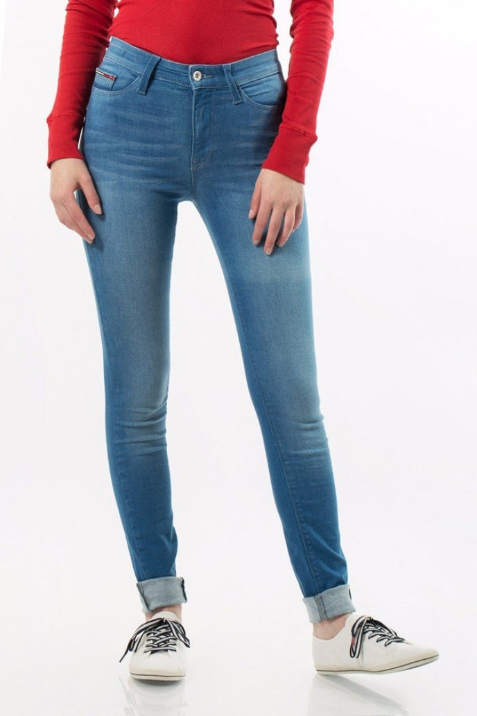 Tommy Hilfiger HIGH RISE SKINNY SANTANA DYBBST modré