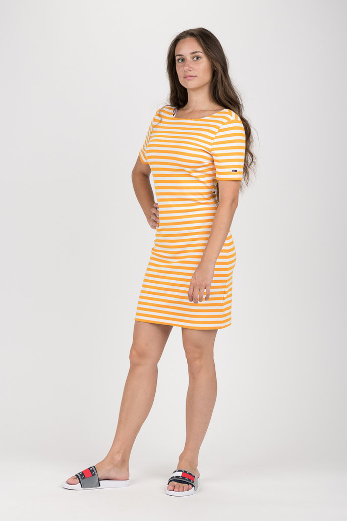 TJW TOMMY CLASSICS BODYCON DRESS žluto-bílé