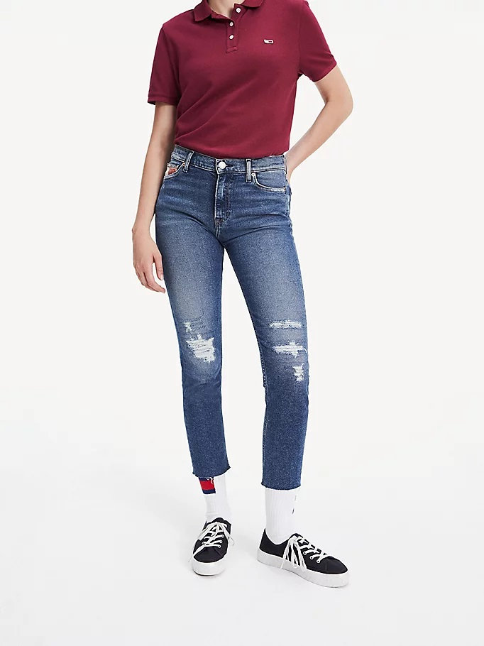 HIGH RISE SLIM IZZY CROP BTSM modré