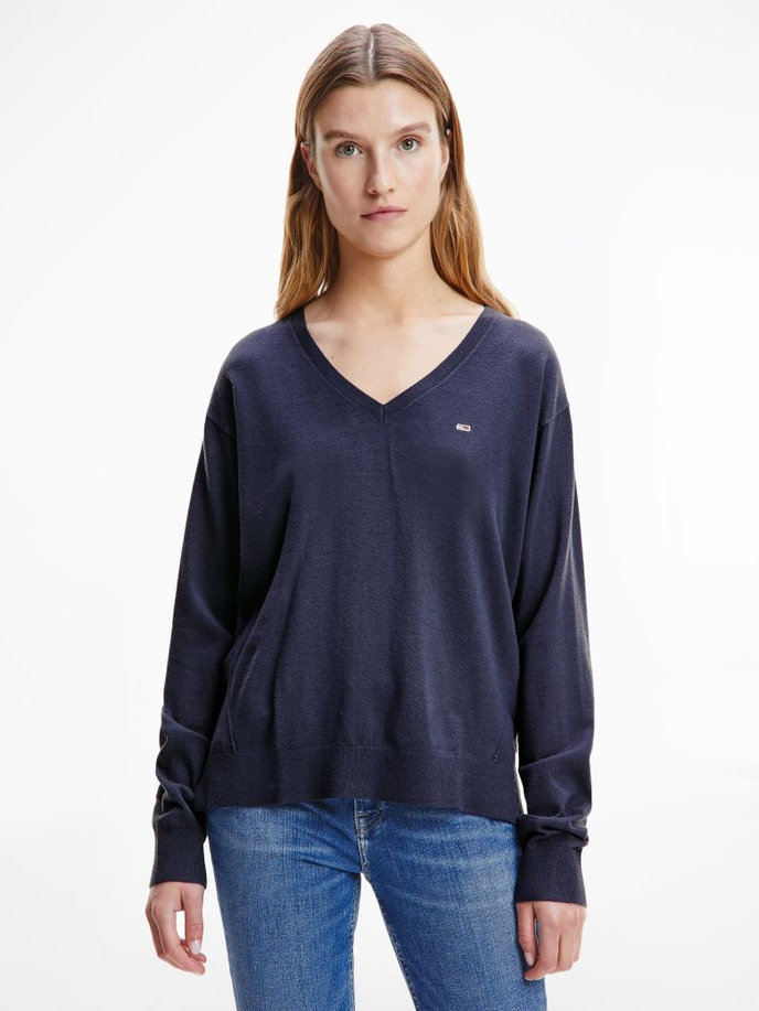 TJW V-NECK SWEATER modrý