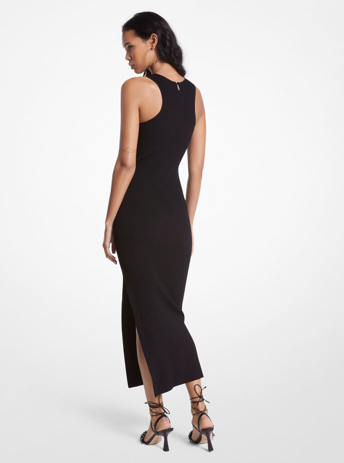 TANK SIDE SLIT MAXI DRESS černé