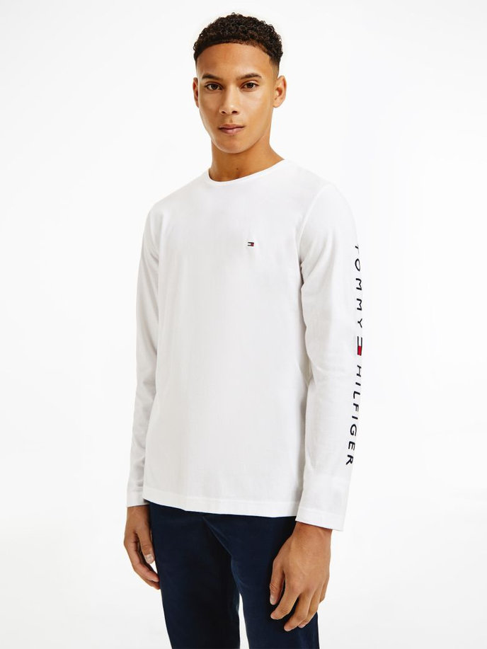 TOMMY LOGO LONG SLEEVE TEE bílé