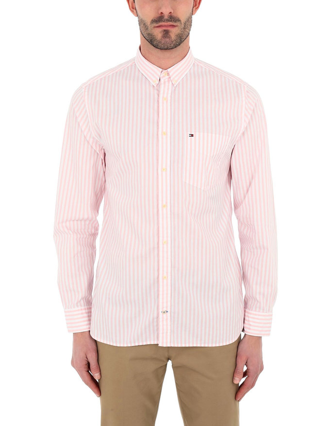 ORGANIC OXFORD STRIPE SHIRT růžovo-bílá