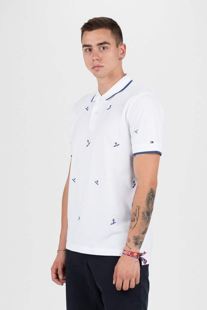 ALL OVER EMBROIDERY REGULAR POLO bílé