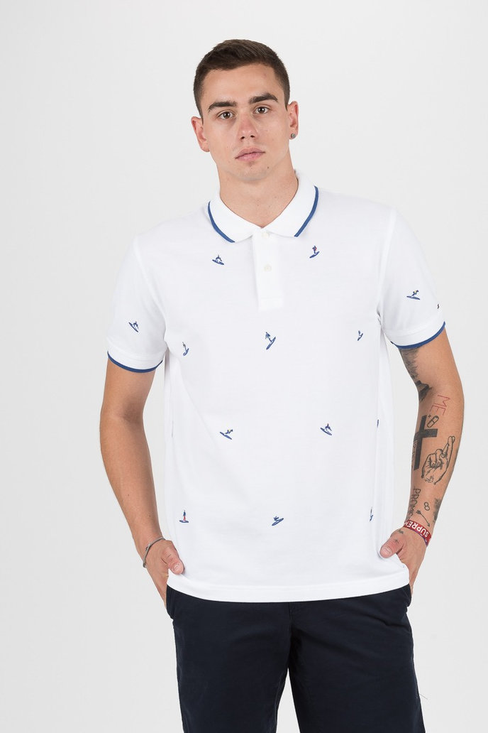 ALL OVER EMBROIDERY REGULAR POLO bílé