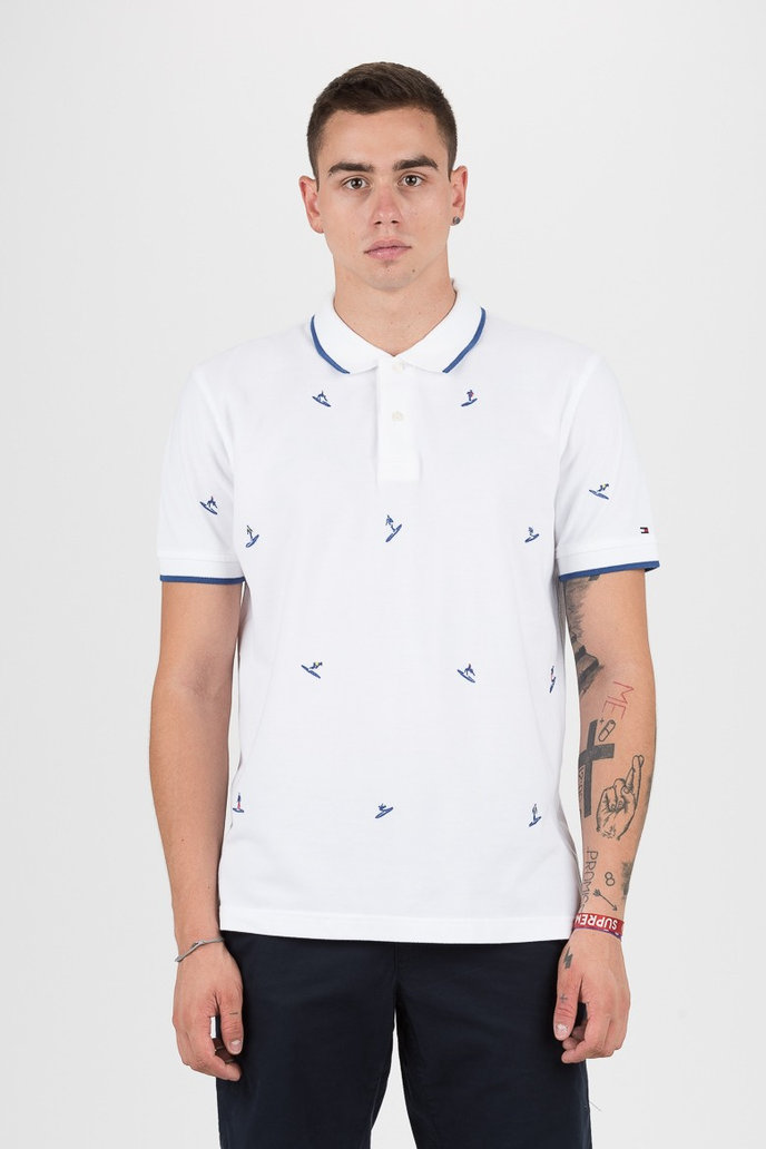 ALL OVER EMBROIDERY REGULAR POLO bílé