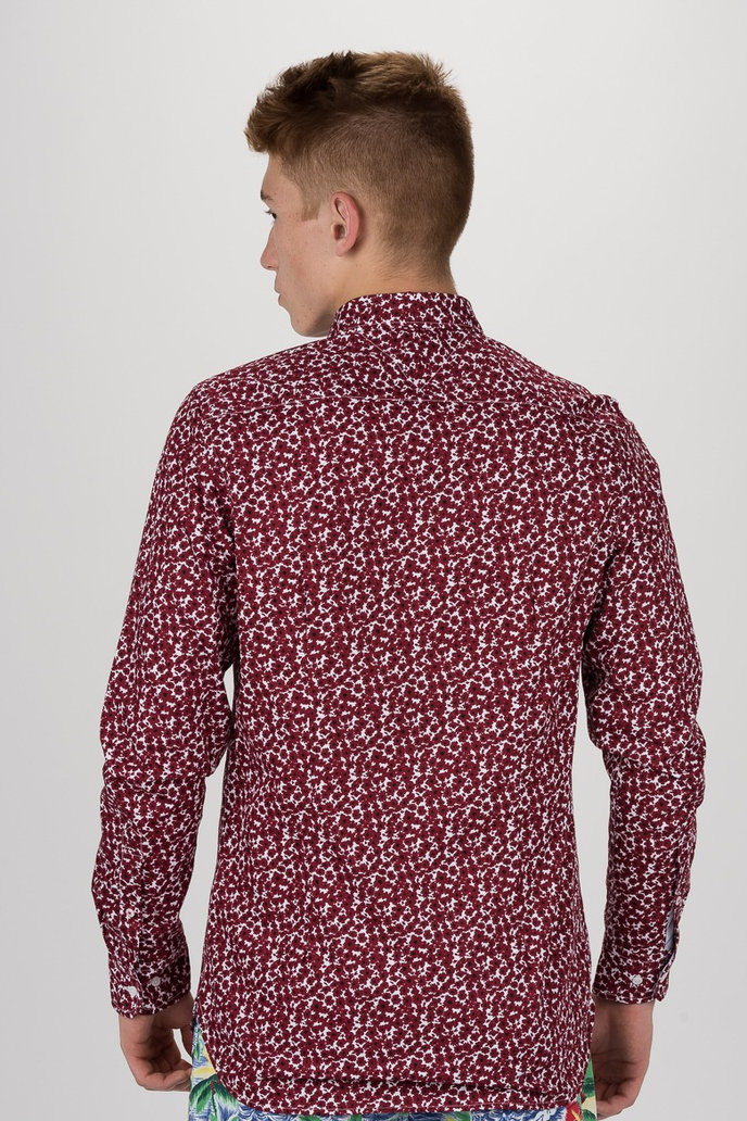 TOMMY HILFIGER SLIM FLOWER PRINT SHIRT červeno-bílá