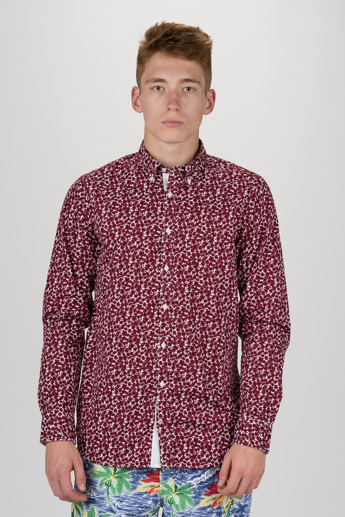 TOMMY HILFIGER SLIM FLOWER PRINT SHIRT červeno-bílá