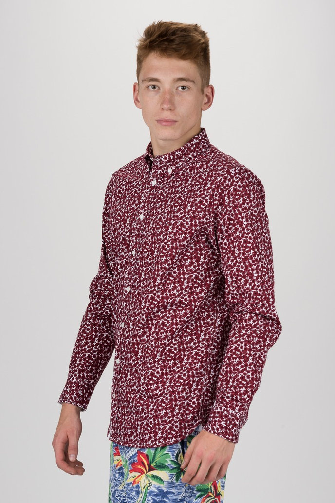 TOMMY HILFIGER SLIM FLOWER PRINT SHIRT červeno-bílá