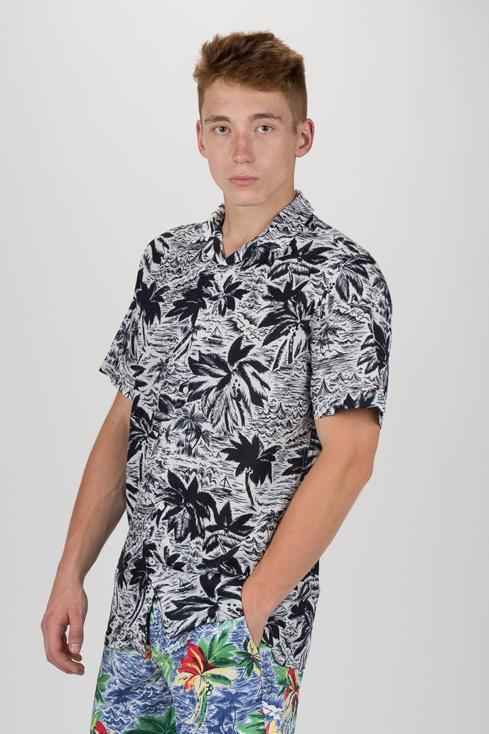 TOMMY HILFIGER HAWAIIAN PRINT SHIRT S/S bílo-černá