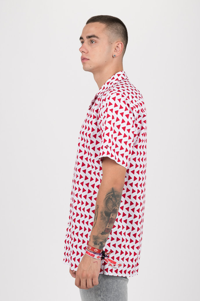 BOLD GEO PRINT SHIRT S/S bílo-červená