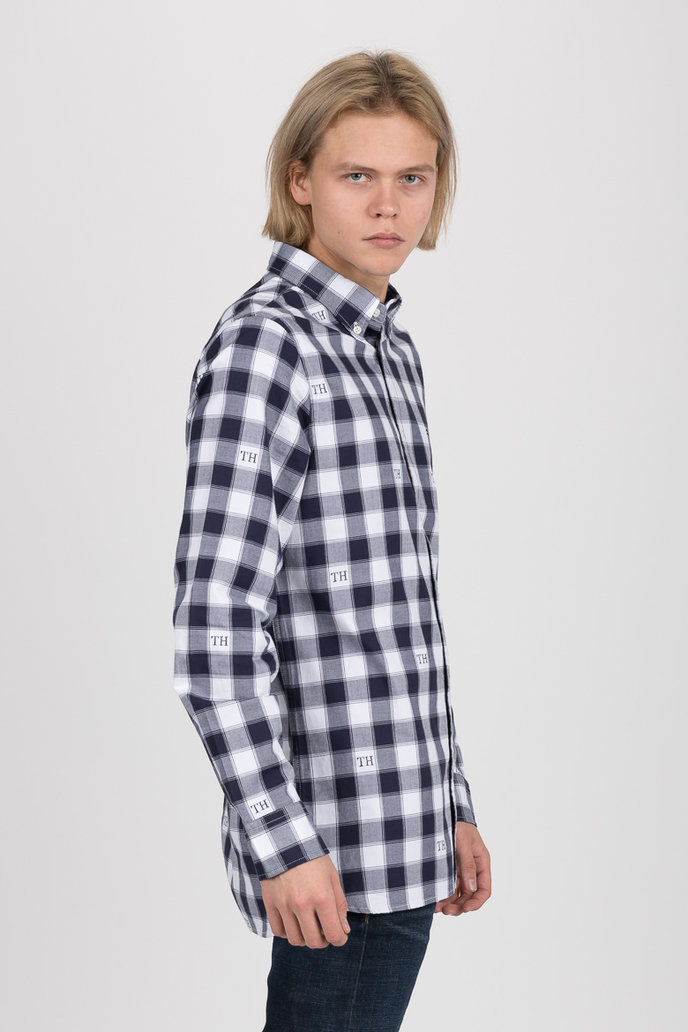 WCC SLIM MONOGRAM CHECK SHIRT tmavomodro-bílá