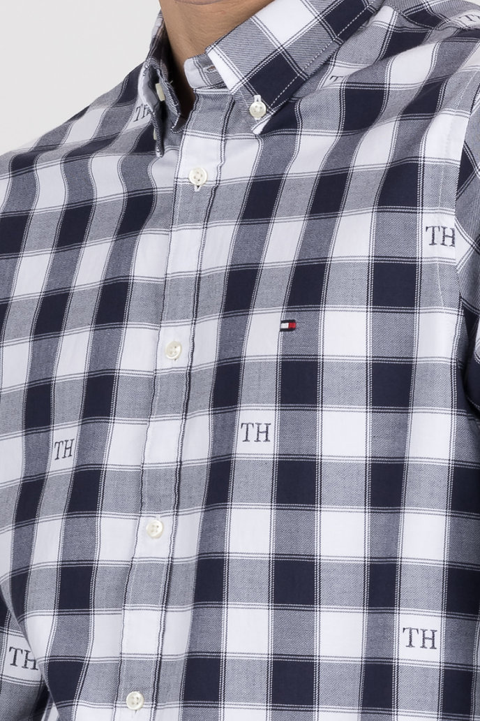 WCC SLIM MONOGRAM CHECK SHIRT tmavomodro-bílá