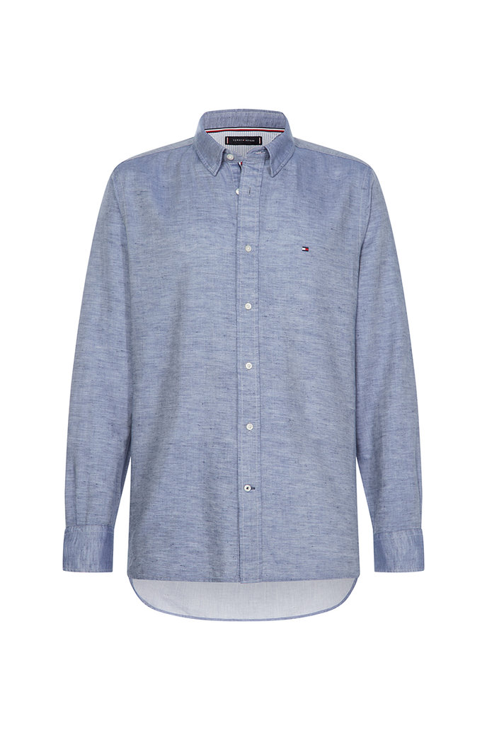 COTTON LINEN TWILL SHIRT modrá