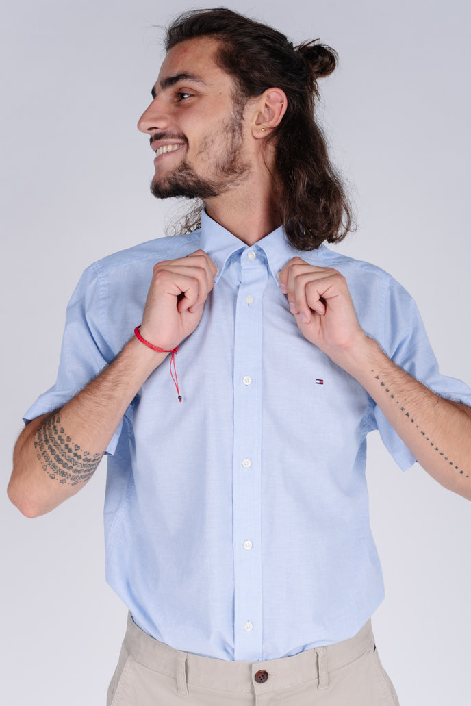 FLEX CO/LI PINSTRIPE SHIRT S/S světlá modrá