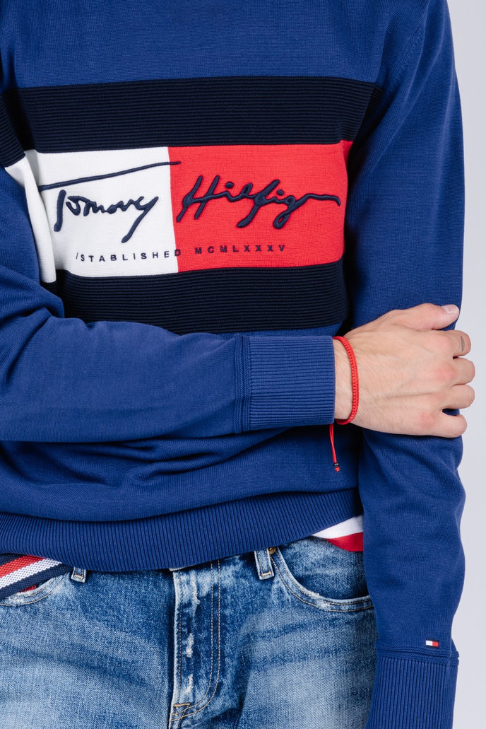 AUTOGRAPH FLAG SWEATER tmavě modrý