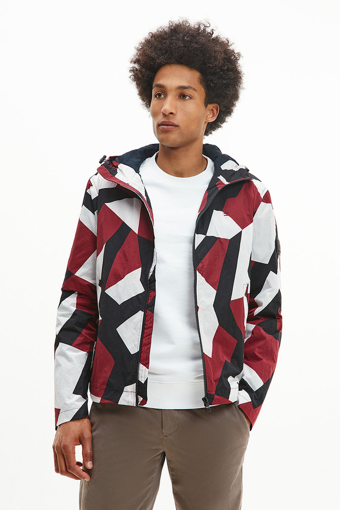 LIGHTWEIGHT HOODED PRINT JACKET vícebarevná