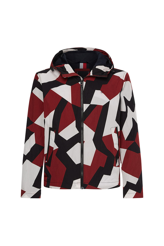 LIGHTWEIGHT HOODED PRINT JACKET vícebarevná