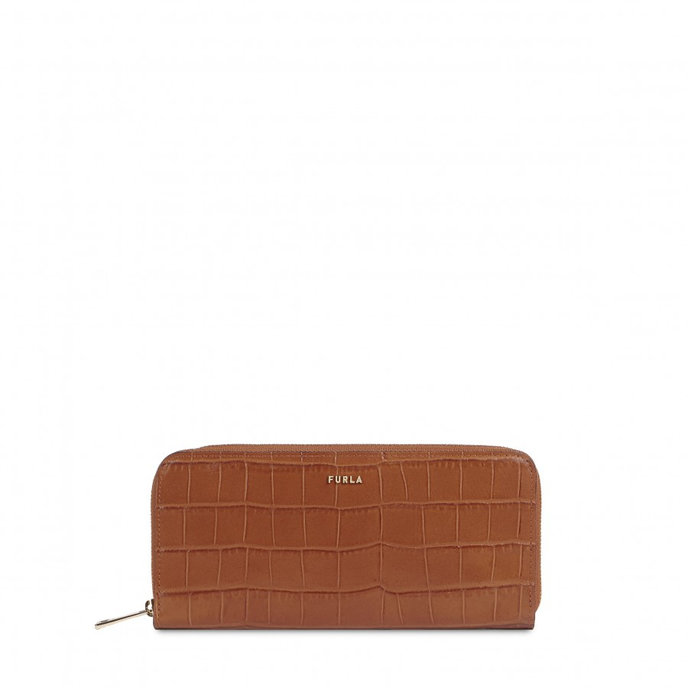 BABYLON Extra Large Zip Around Wallet - hnedá