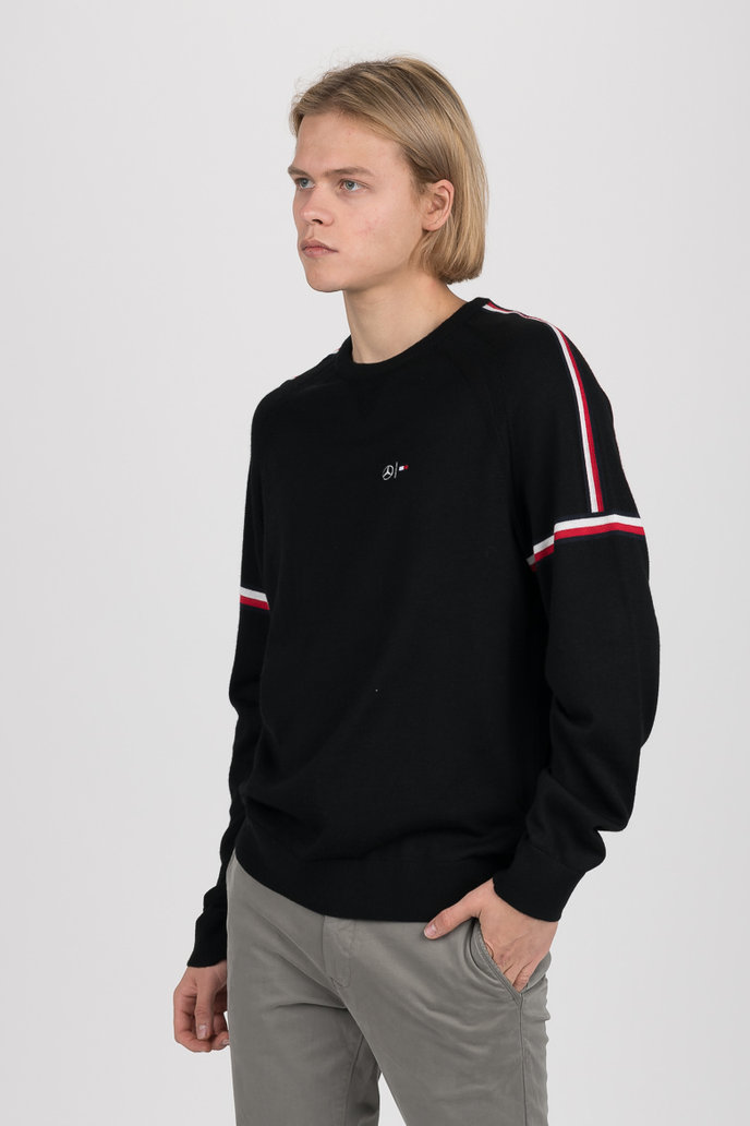 2 MB TECH STRIPE SWEATER černý