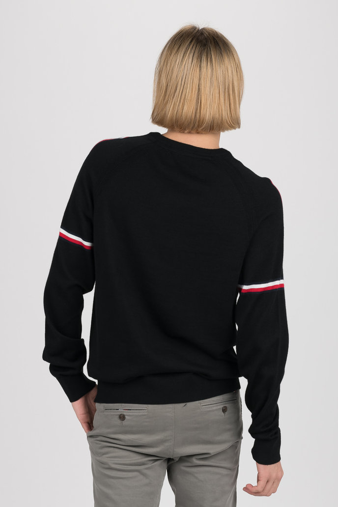 2 MB TECH STRIPE SWEATER černý