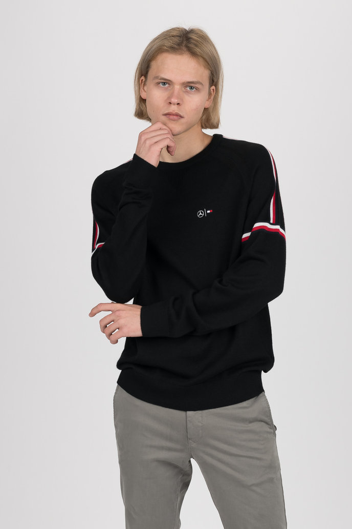 2 MB TECH STRIPE SWEATER černý