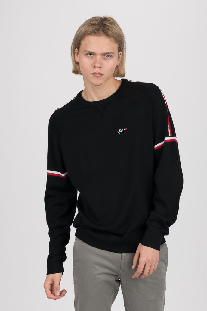 2 MB TECH STRIPE SWEATER černý