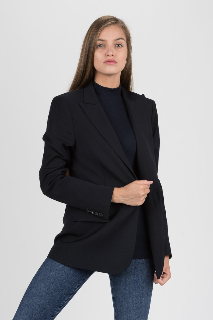 TH ESSENTIAL FLEX WOOL SB BLAZER tmavomodré