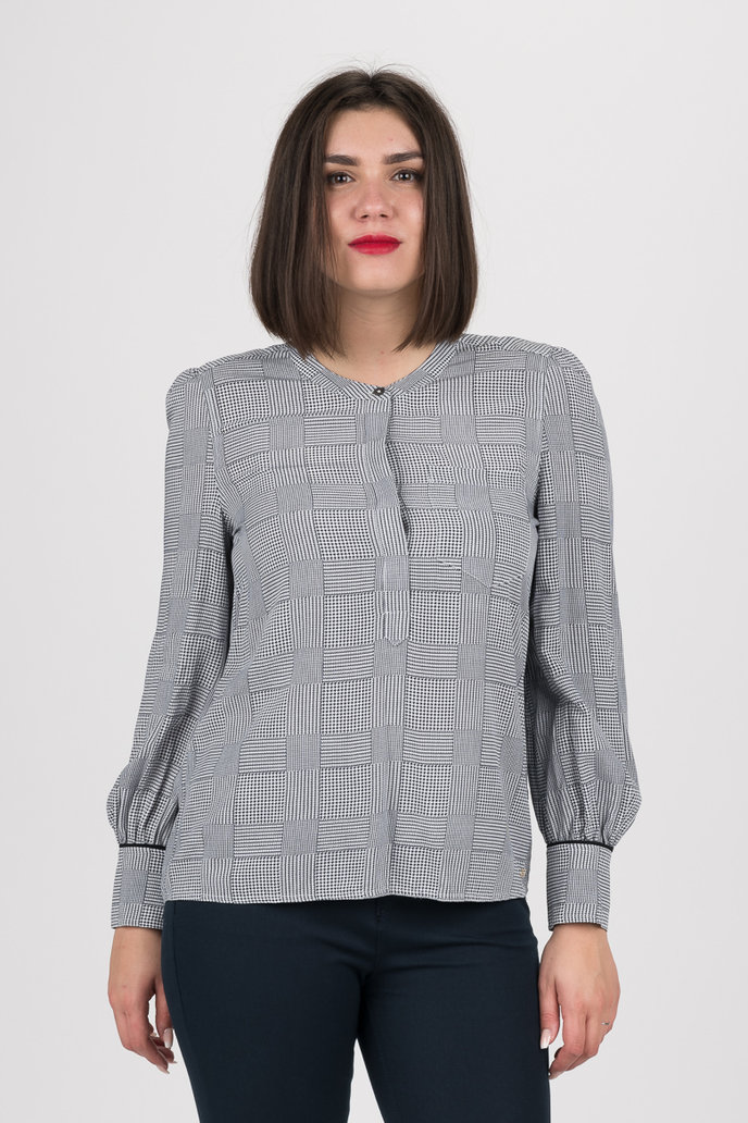 TH ESSENTIAL P-OVER BLOUSE LS černobílá