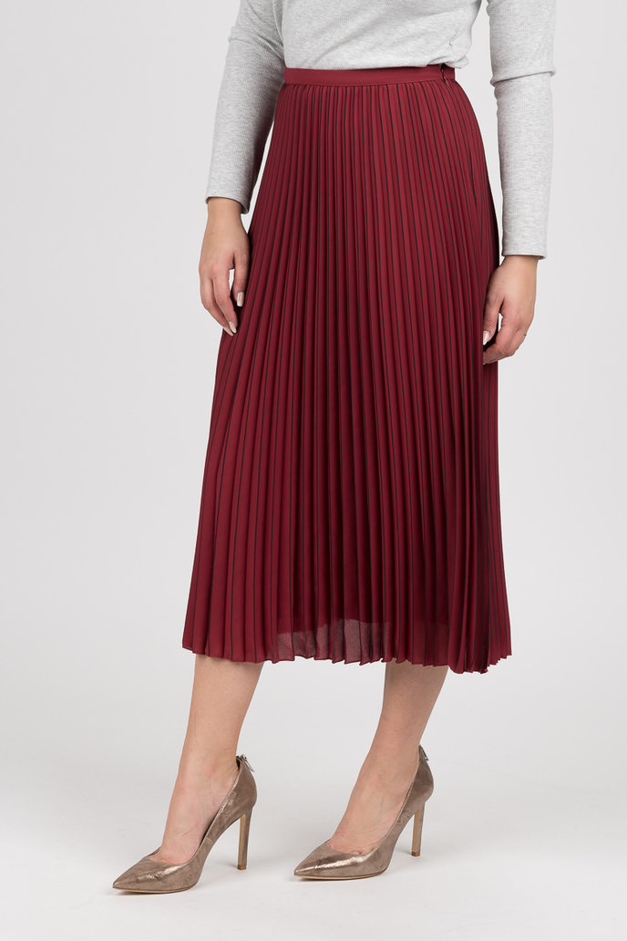 TH ESSENTIAL MIDI SKIRT červeno-hnědá