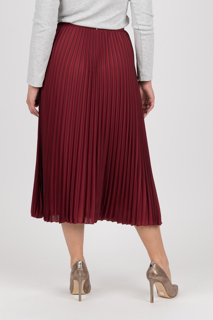 TH ESSENTIAL MIDI SKIRT červeno-hnědá