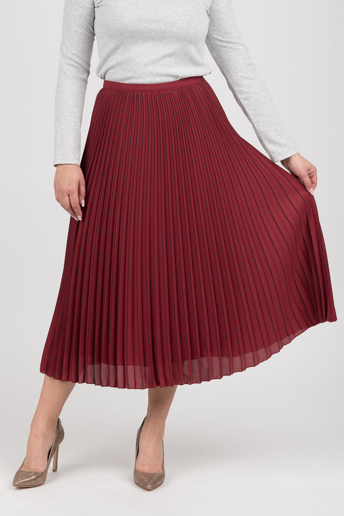 TH ESSENTIAL MIDI SKIRT červeno-hnědá