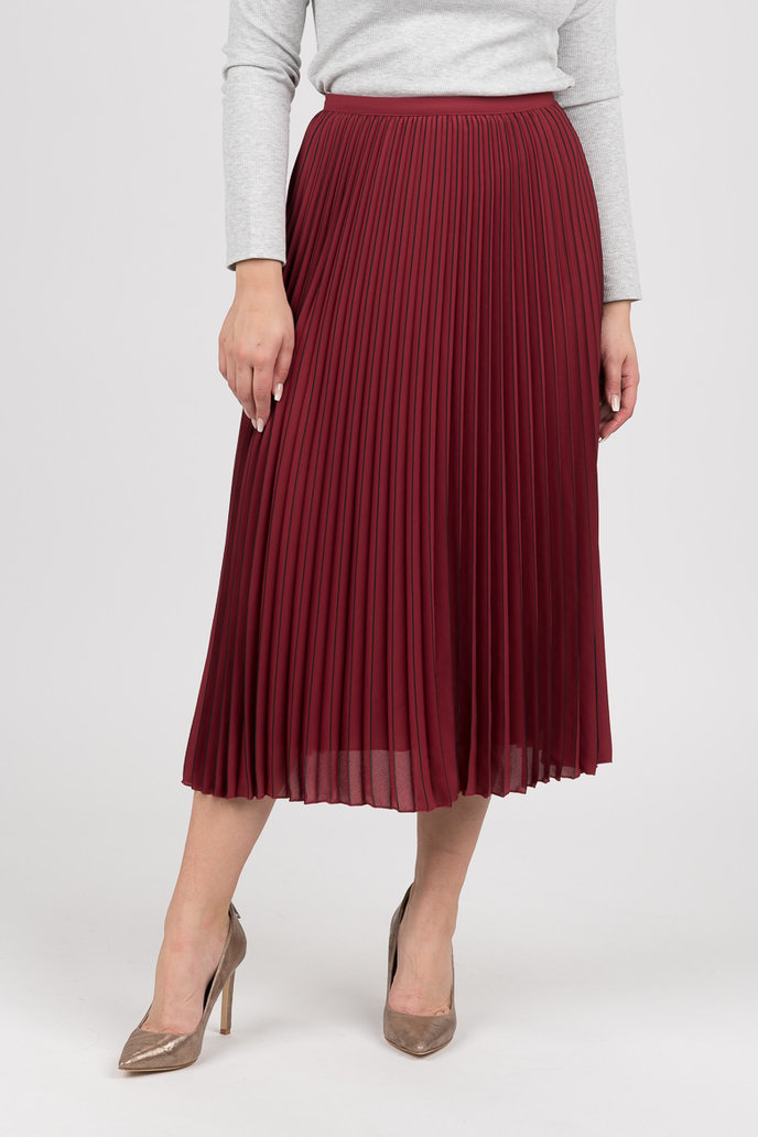 TH ESSENTIAL MIDI SKIRT červeno-hnědá