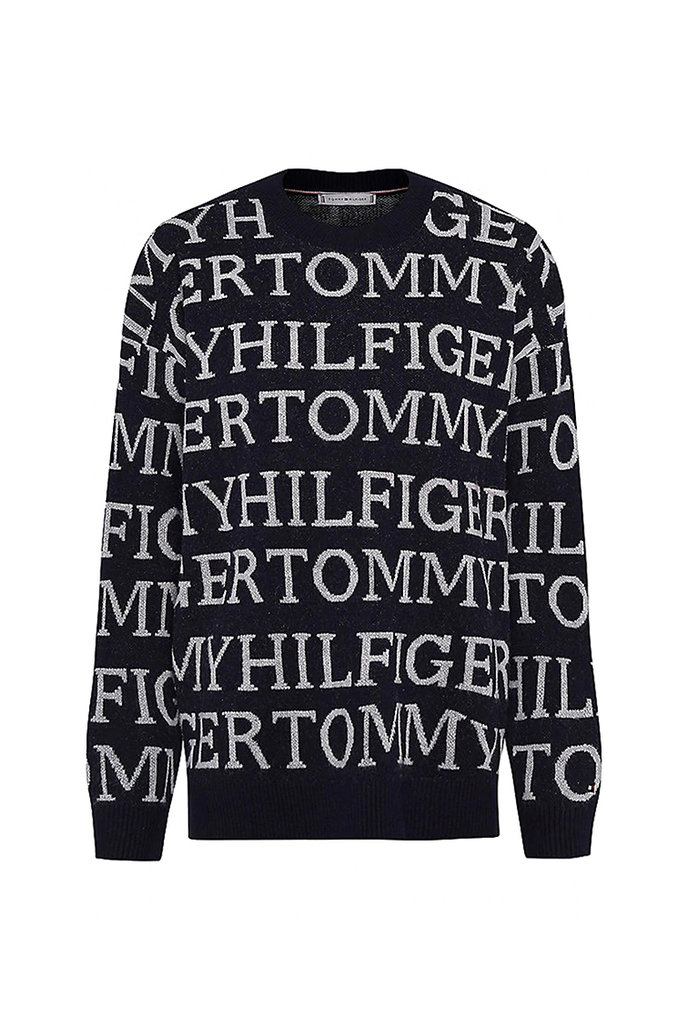 GRAPHIC ALL OVER C-NK SWEATER LS modrý