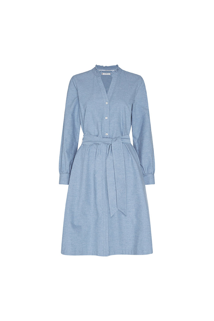 RECYCLED OXFORD SHIRT DRESS LS světlemodré