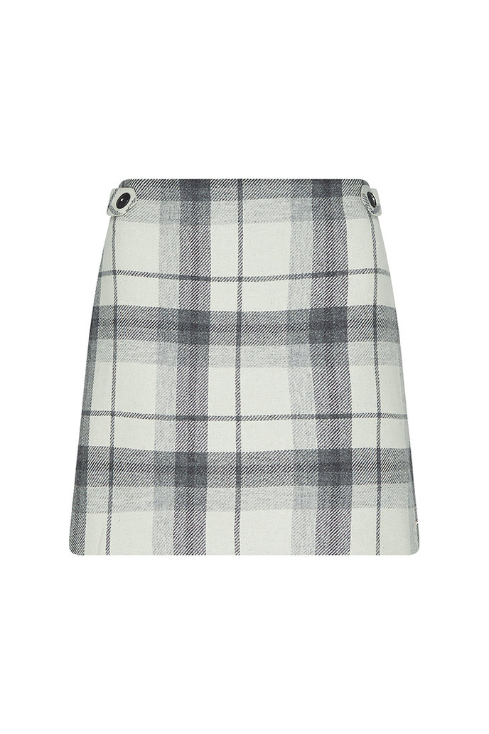 WOOL BEIGE CHECK MINI SKIRT béžová