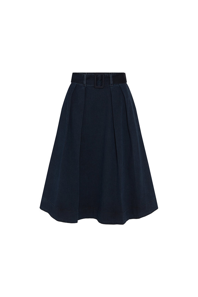 TH SOFT MIDI SKIRT KELLY tmavomodrá